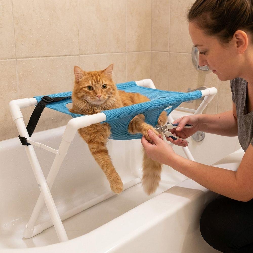 Mesh Pet Bathing Rack Quick Dry Dog Nail Trimming Holder Cat Grooming Hammock for Pet Shop