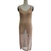 Women's V Neck Sleeveless Knit Beach Dress Loose Fit High Slit Solid Color Cover Up Dress