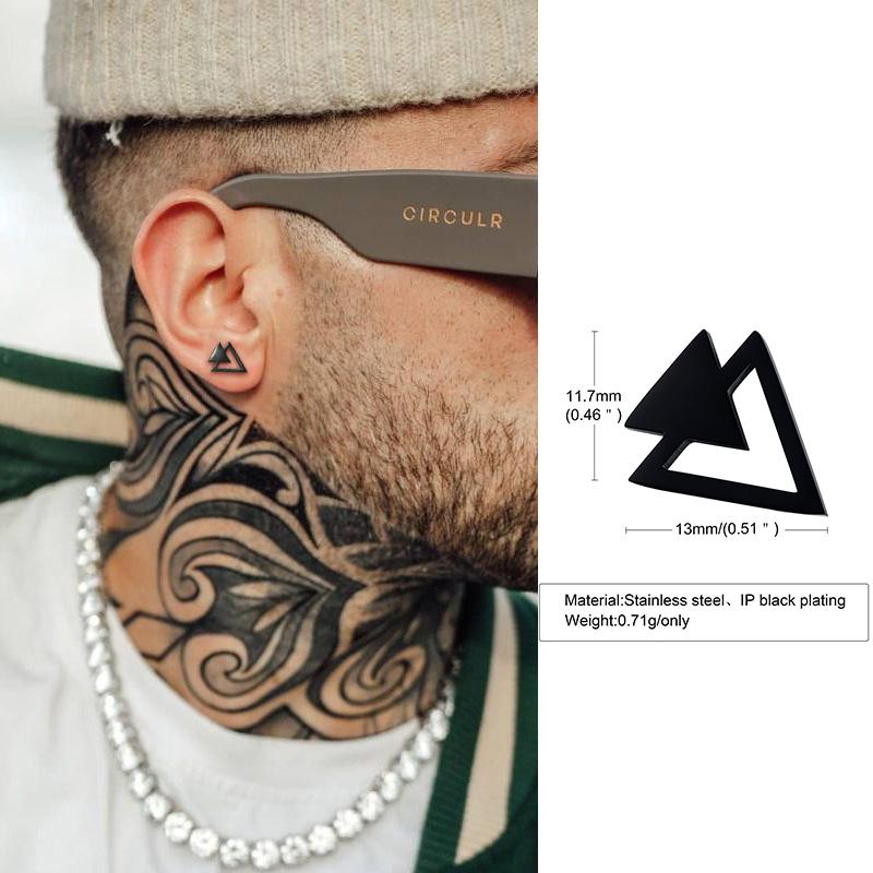 Stud Earring Men,Stainless Steel Double Triangle Arrow Arrowhead Geometric Minimalist Stud Earrings,Simple and Elegant Jewellery
