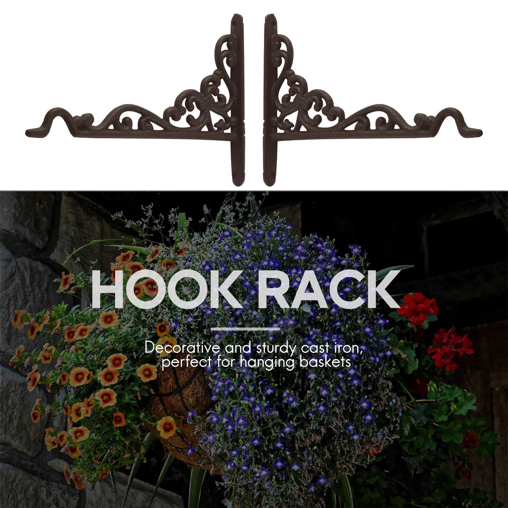 

Good-2 Pack Cast Iron Plant Hanger Hanging Planters Basket Wall Hook With Screws, Vintage Metal Wall Stands For Bird Feeders, Pl коричневий