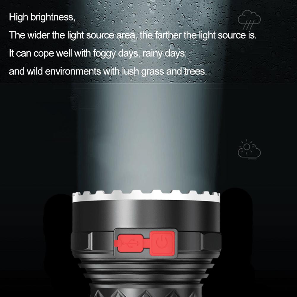 7LED High Power Led Flashlights Rechargeable Camping Spotlight with Side Light 3 Lighting Modes Camping Adventure Outdoor