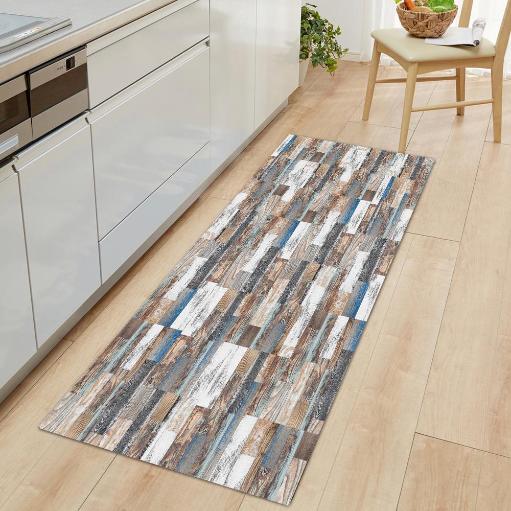 

Imitation Wood Grain Stripe Kitchen Mat Entrance Doormat For Living Room Rug Home Bedroom Floor Hallway Balcony Anti-Slip Carpet W60H190(CM)-1 Pcs