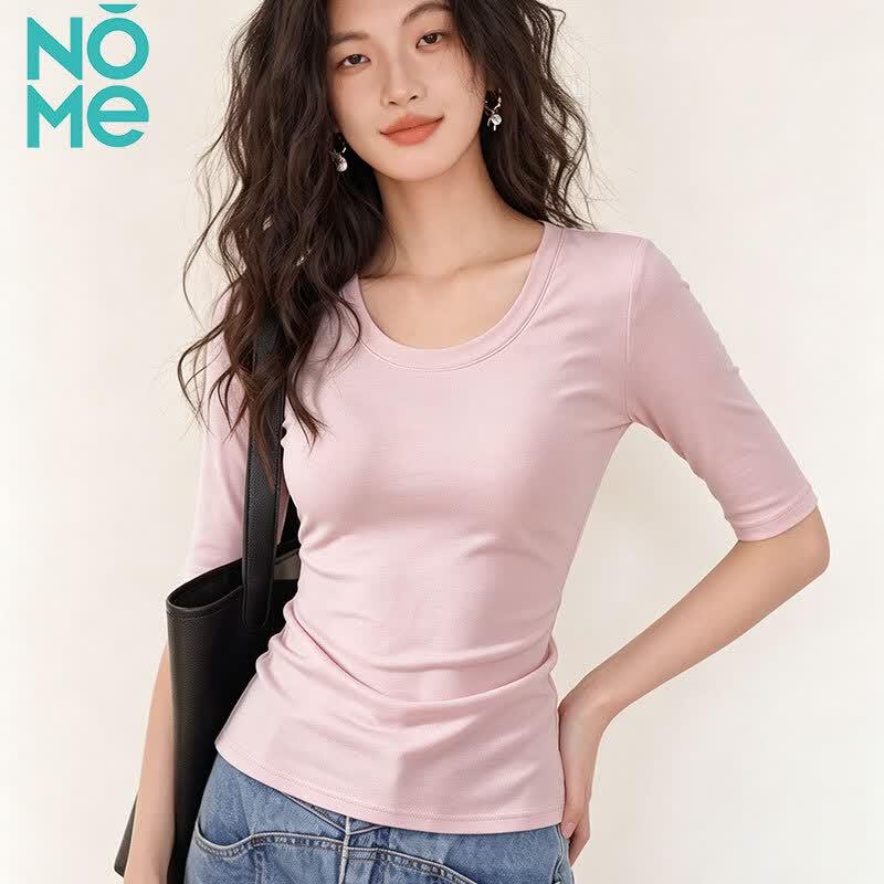 NOMe Women's Slim-Fit Lyocell U-Neck T-Shirt