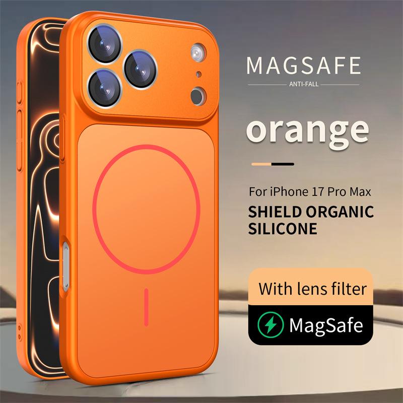 Magnetic Shield Silicone Case for iPhone 17 Pro Max, Compatible with Apple 16/15/14/13