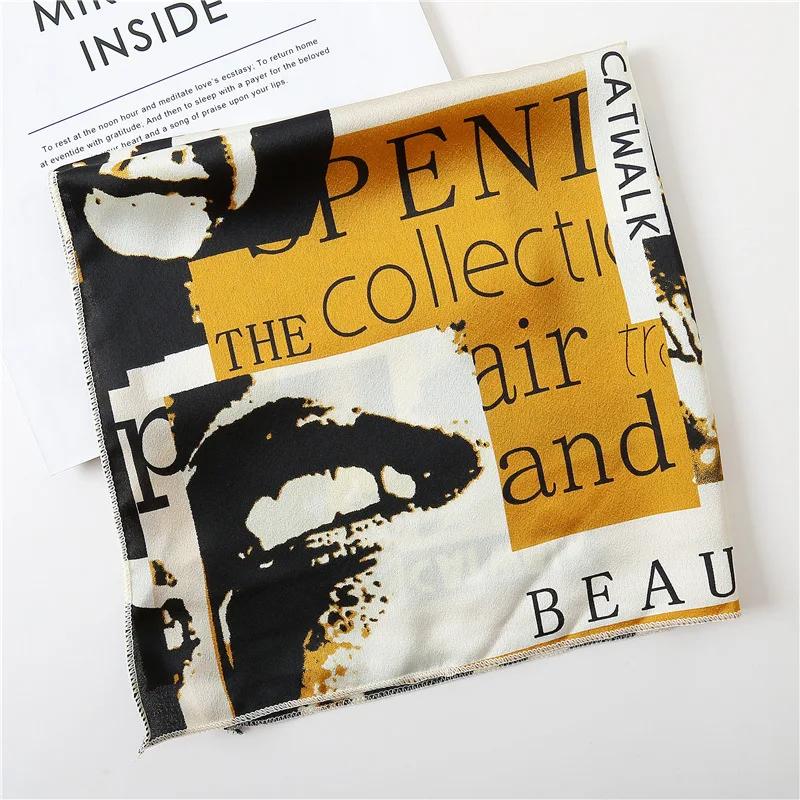 50x50 Square Scarf Hair Tie Band For Business Party Women Elegant Small Vintage Skinny Retro Head Neck Silk Satin Scarf Present