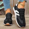 Women's Large Size Leather Color-Block Breathable Casual Shoes Flat Light Sports Single Shoes Running Shoes