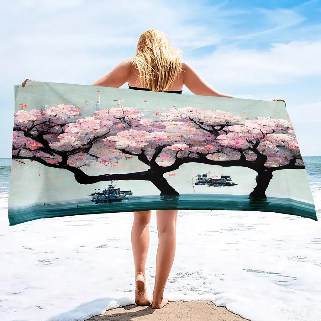 Cherry Blossoms Flowers Microfiber Oversized Beach Towels,Super Absorbent Sand Proof Towel Quick Fast Dry Thin Towels Blanket