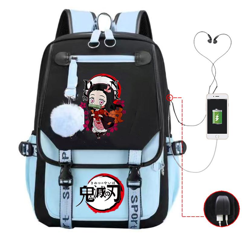 Ghost Annihilation Blade Grade 3-6 Junior High School Student High School Student School Bag Strap USB Multifunctional Backpack