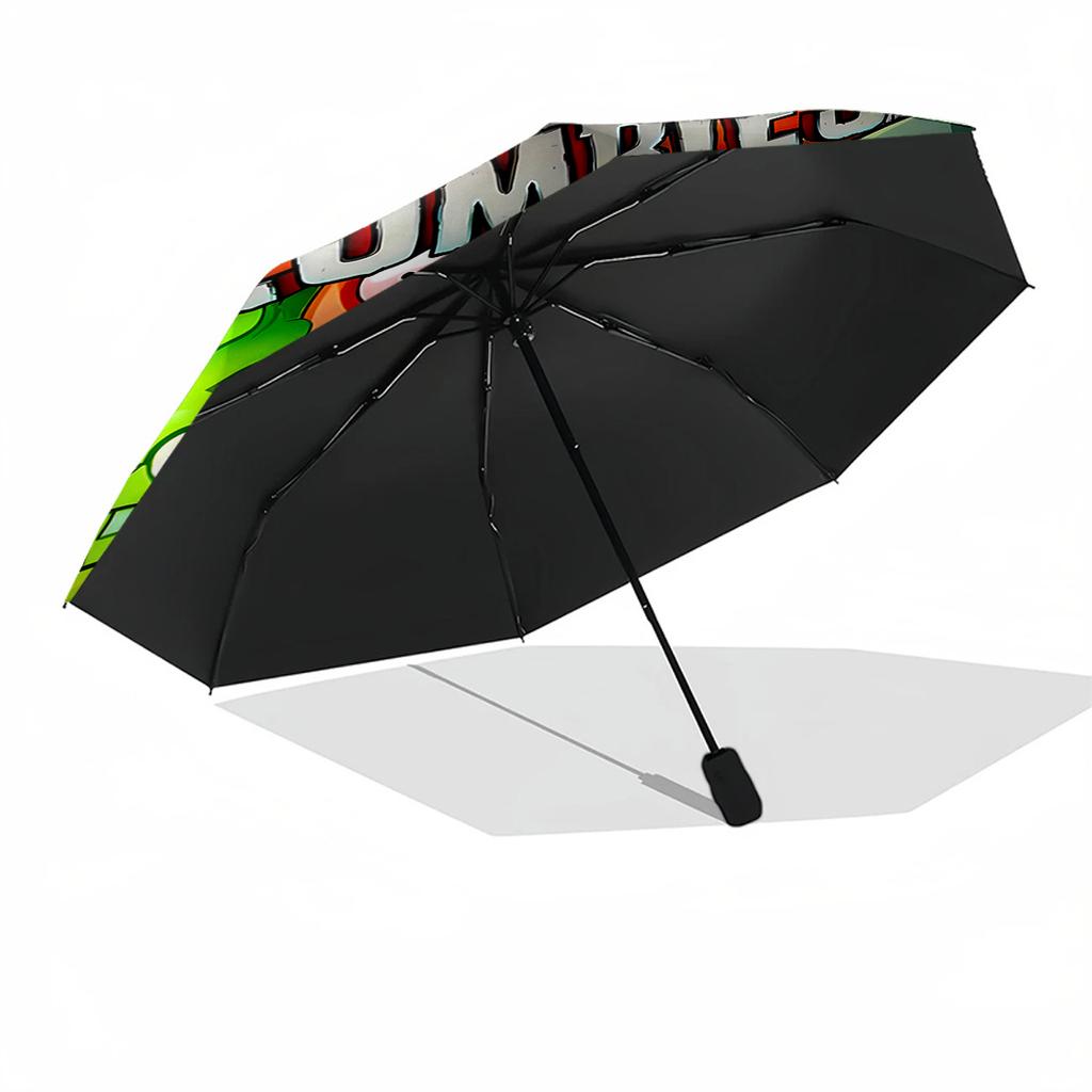 Plants Vs Zombies Game Compact Travel Automatic Umbrella Compact 8-Rib Lightweight Foldable Design Durable Everyday Carry Umbrella Stylish Accessory