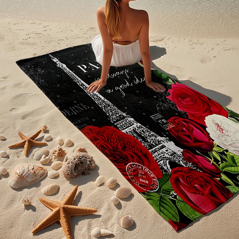 Pariser Eiffelturm Romantik Strandtuch, Superweiche Mikrofaser, Geschenk für Sie/Ihn, Geburtstag, für Pool, Strand, Reisen, Heimdeko Fan-Geschenke