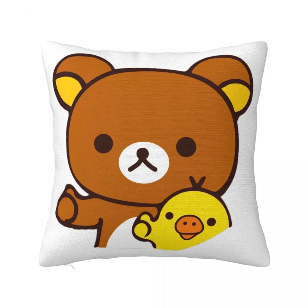 Rilakkuma Strawberries Square Pillow Case Polyester Cushions for Sofa Animal Bear Creative Cushion Covers