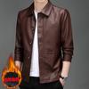 Jacket men's pu leather spring and autumn jacket middle-aged dad jacket solid color lapel leather jacket men