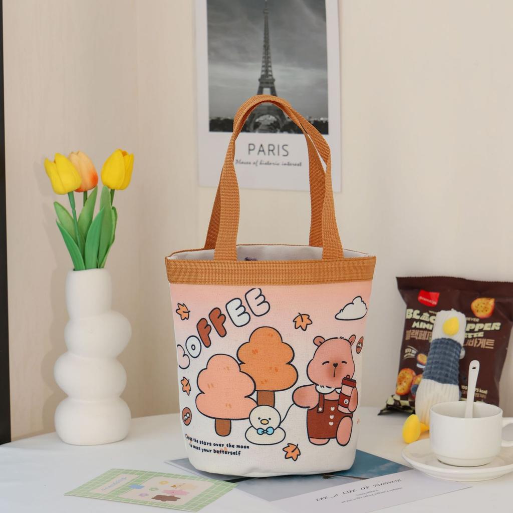 Cute Graffiti Bucket Bag for Women, Ins Style Cartoon Print Round Cylinder Handbag, Korean Fashion Shoulder Tote for Lunch and Daily Use