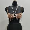 Skl000666 European American Crystal Imitation Pearl Halter Backless Chest Body Chain Fashion Colorful Beaded Women Adults