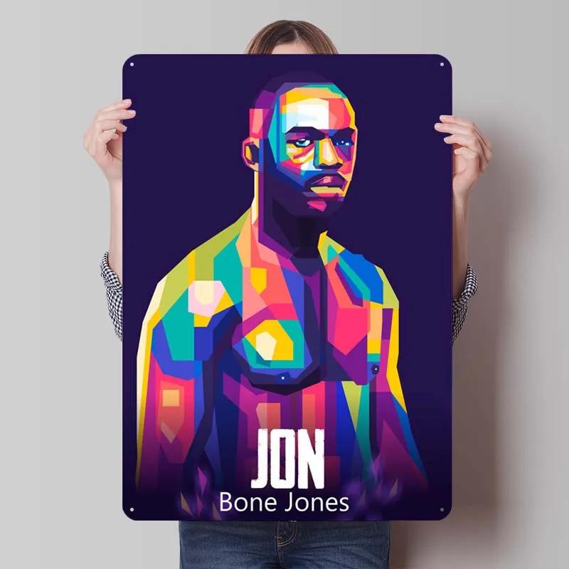 Jon Jones Metallskylt Boxningsposters Spelrumsinredning Man Vintage Plåttskylt Plakett för Väggkonst Dekoration Interiör