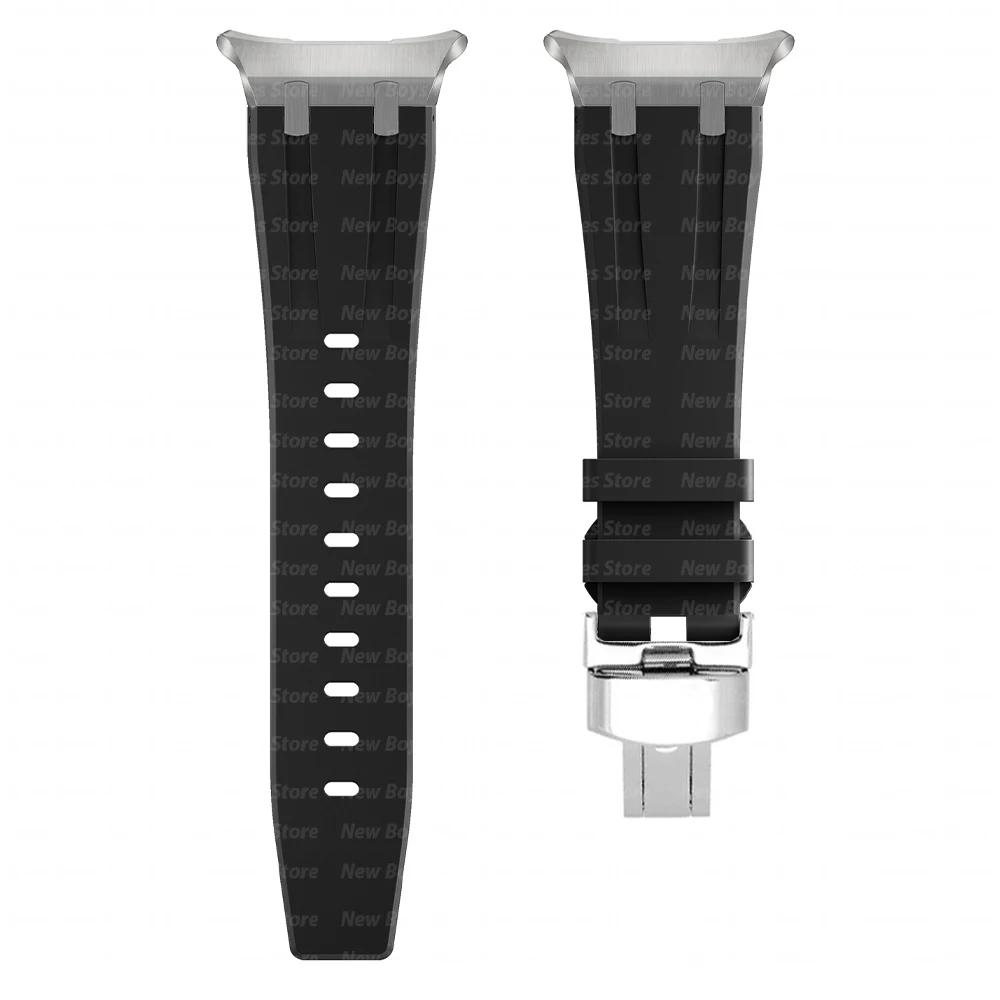 Luxury Sports Rubber Band for Samsung Galaxy Ultra Watch 47mm Curved End Silicone Strap for Samsung Ultra 7 47 47MM Men Bracelet
