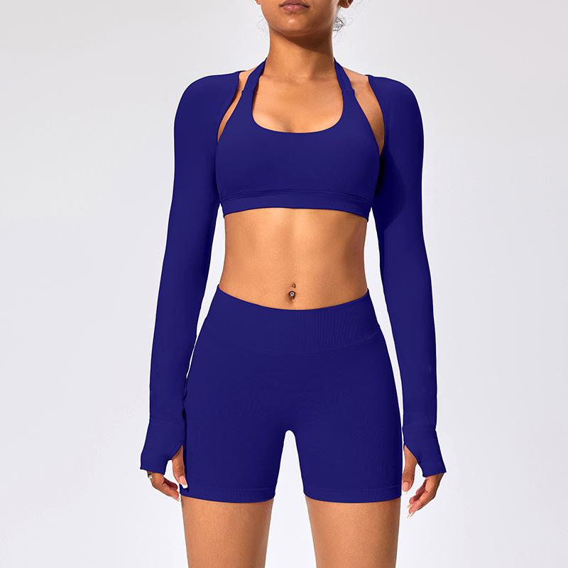 

Женский спортивный комплект для йоги с высокой талией - Подтягивающий бедра, Слим-эффект, Шорты без рукавов Small