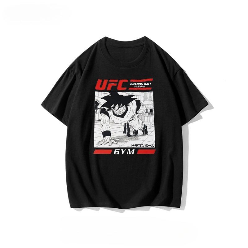 GYM Anime Dragon Ball Gokuthemed Clothing with 2D Printing Trend American Retro Shortsleeved Tshirt for Summer