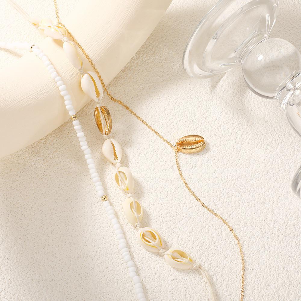 iF ME 3pcs/set Bohemian Shell Necklace for Women Vintage Pendant Beads Necklaces Chain Accessories Jewelry