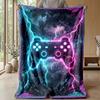 Neon Game Controller Lightning Theme blanket Lightweight Warm Flannel Blanket Decorative Throw Blanket for Home Decoration