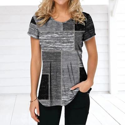 Retro frauen T-shirt Plaid Print Tees Patchwork Kleidung O Hals Kurzarm Bluse Übergroßen Damen Tops Weibliche Harajuku Hemd