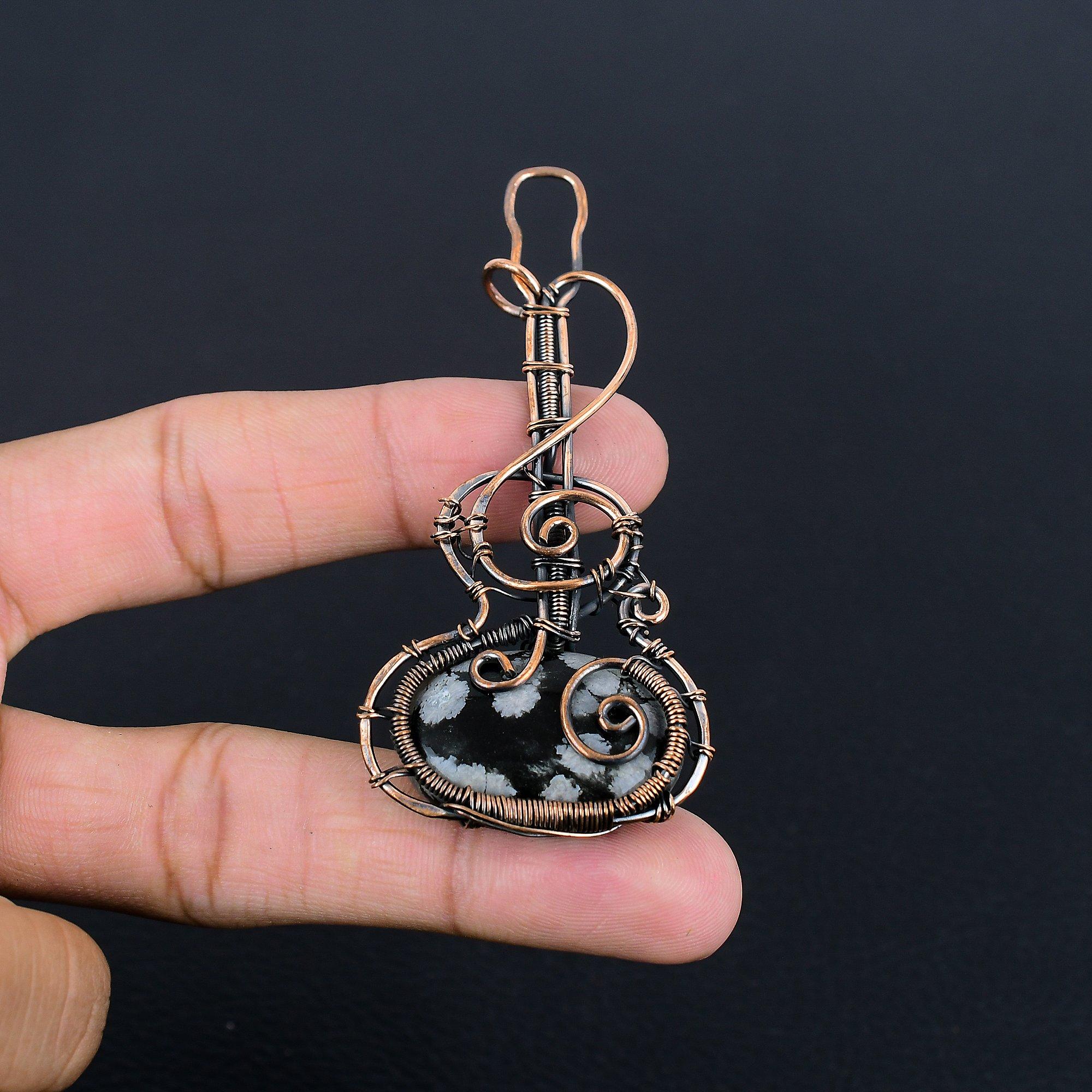 

Подвеска из обсидиана «Снежинка», изящная подвеска из стерлингового серебра 925 пробы с драгоценными камнями, для нее 2.28 Inches