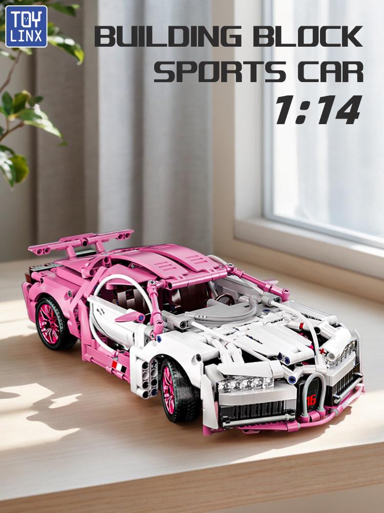1:14 DIY Pink Building Blocks 1144PCS RC Car Roadster Building Blocks Assembled Building Blocks Car Toy for Children Easter Gift