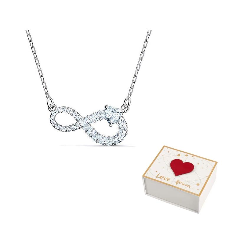 Swarovski Hyperbola Faux Crystal Stone Necklaces Womens F-white gift box платиновый