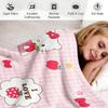 Sanrio Hello Kitty Plush Flannel Blanket Lightweight Throw Pink Gingham Apple Blanket Bed Sofa Cover School Office Nap Shawl