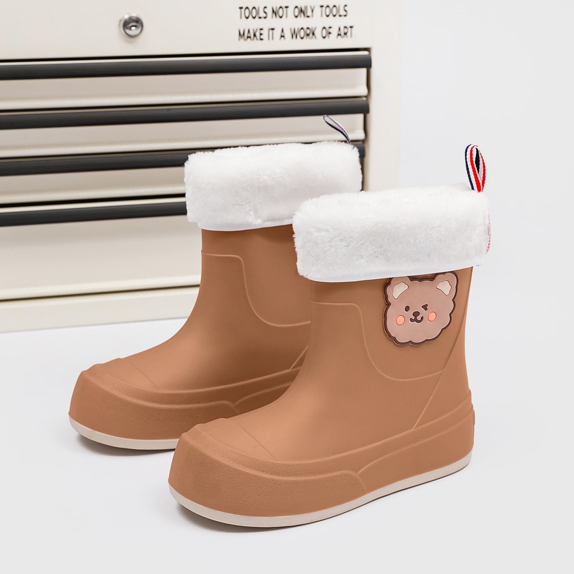 Женские модные милые короткие хлопковые теплые и нескользящие резиновые сапоги 36 — фото 13