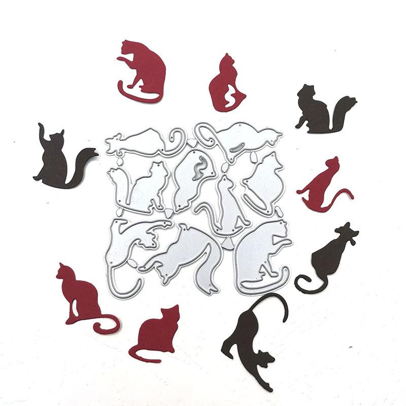 Nouă pisici drăguțe model metal tăiat matrițe artizanat ștampile în relief pentru realizarea de carduri decor Scrapbooking șablon