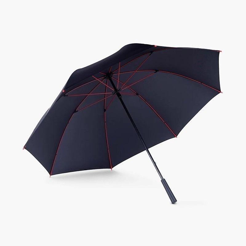 

For Tesla Red Bone Fiberglass Golf Umbrella Double Sunshade Rainproof Windproof Long Straight Handle Business Gift Umbrella