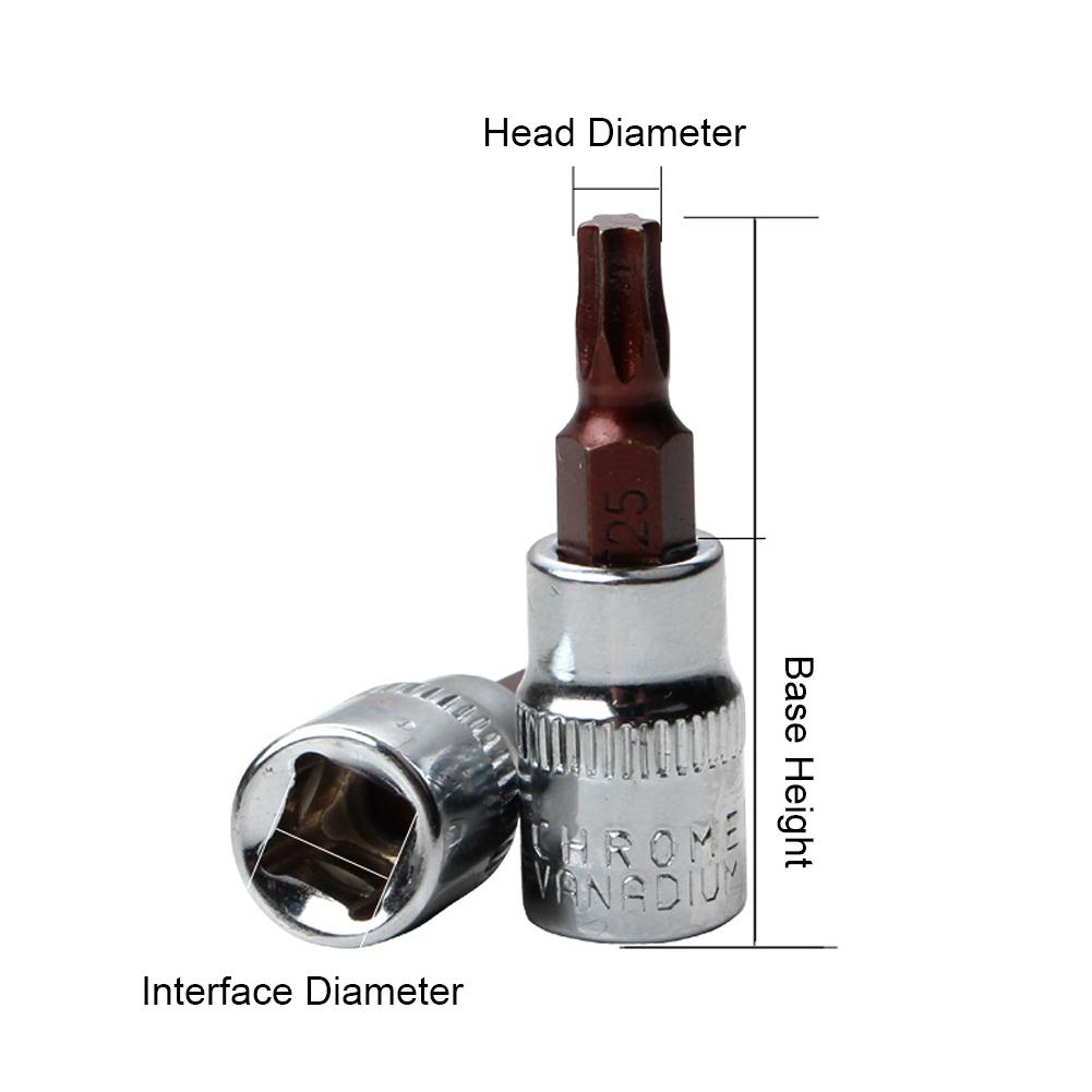 6Pcs Torx Screwdriver Bits 1/4 Inch Drive Socket Head Tools T10 T15 T20 T25 T30 T40 Socket Wrench Adapter Hand Tools Accessories