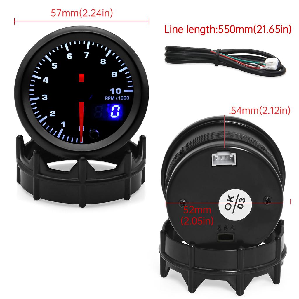 52mm 7 Color Backlight Car Tachometer Boost Water Temp Oil Pressure Voltage Air Fuel Ratio EXT Temp Gauge For 12V Car Meter