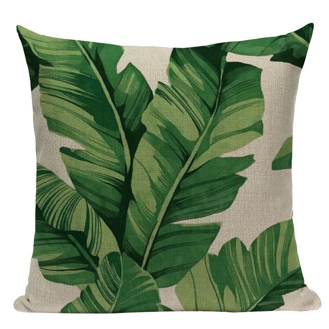 Tropical Plants Palm Tree Printed Decorative Throw Pillow Cushion Cover Case Green Leaf Leaves Cushion Case For Sofa Home