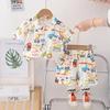 Boys' Cartoon Excavator Summer Shirt & Shorts Set - Trendy 2026 Thin Short Sleeve Outfit for Baby Boys