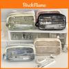Student Multilayer Pen Case With Durable Nylon Material And Transparent Design For Organization