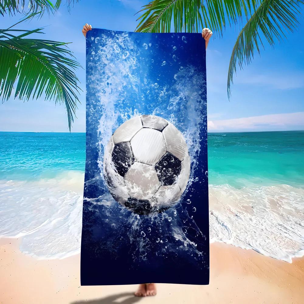 New Football Beach Towel Soccer Themed Microfiber Bath Towel for Adults Seaside Quick Dry Towel