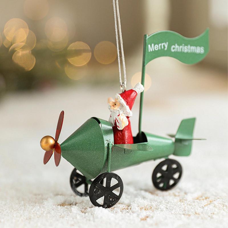 Retro Demir Noel Kolye Antika Tarzı Noel Baba Uçak Noel Ağacı Asılı Dekorasyon Süsler Parti Dekor