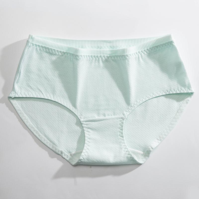 Women's mid-rise breathable cotton antibacterial gusset comfortable plain colour briefs