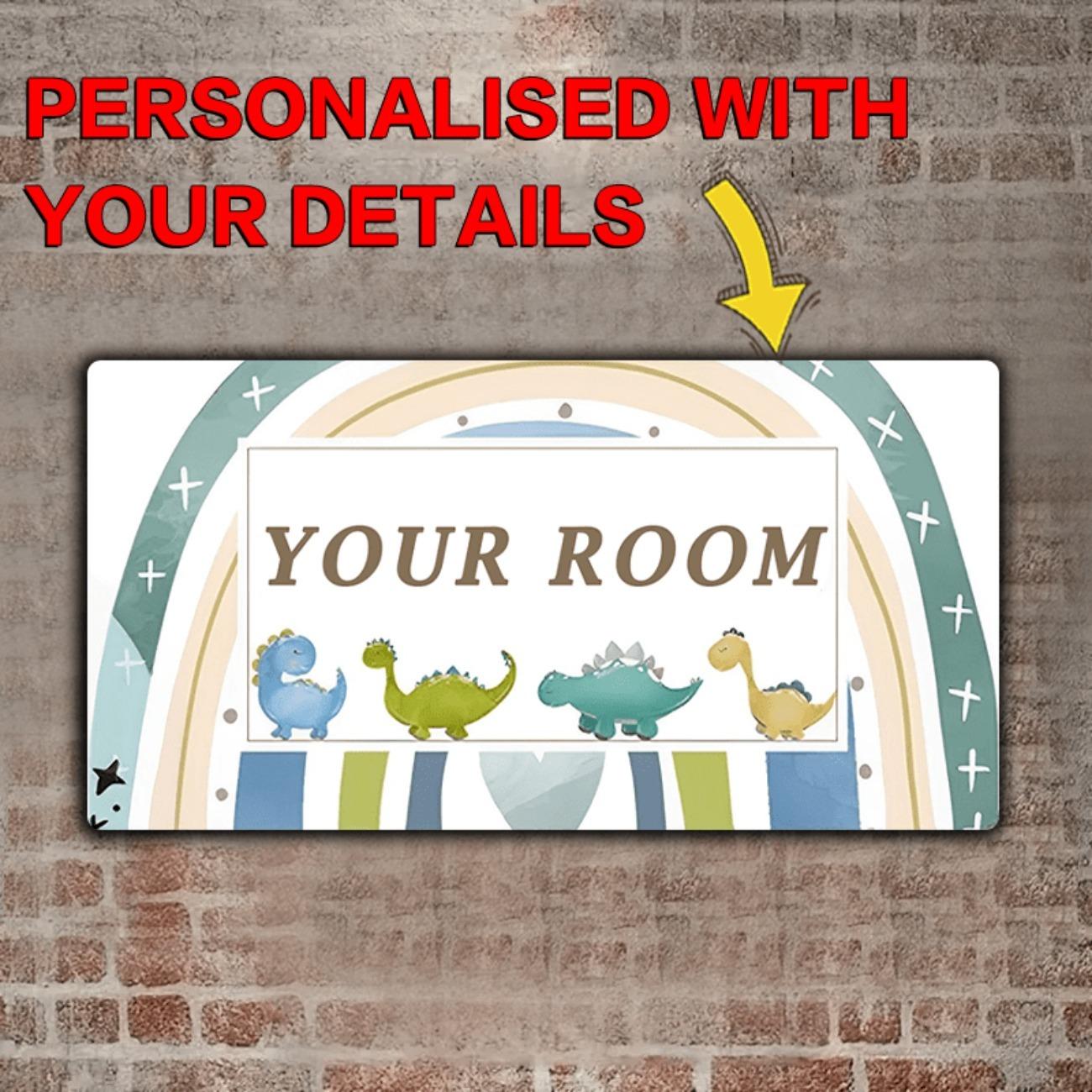 

Personalized Custom Dinosaur Metal Wall Sign Bedroom Door Decor белый