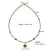 Retro French Colorful Beaded Necklace with Stainless Steel Pendant - High-End Clavicle Chain