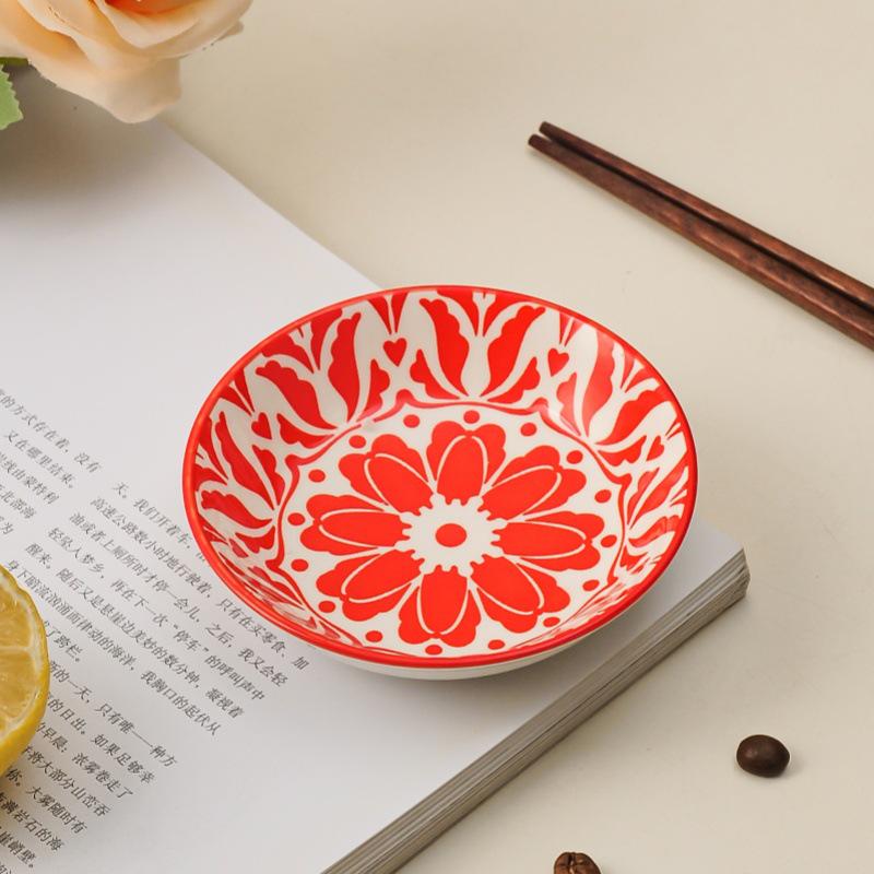 

Богемна керамічна соусниця - Маленька тарілка для соусу для суші, хот-поту, соєвого соусу або оцту.