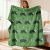 Green Flannel Blanket with Cute Badger Leaf And Diamond Patterns Soft Cozy Throw for Sofa All-Season Use Adorable Animal Print Fla