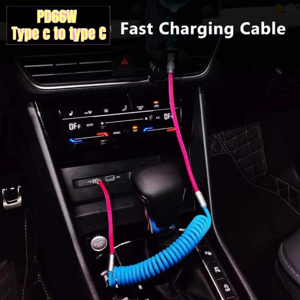 1.8M PD 60W Fast Charging Spring USB C to Type C Cable For 15 Pro Max Samsung Xiaomi Huawei Phone Charger Type-C Cables