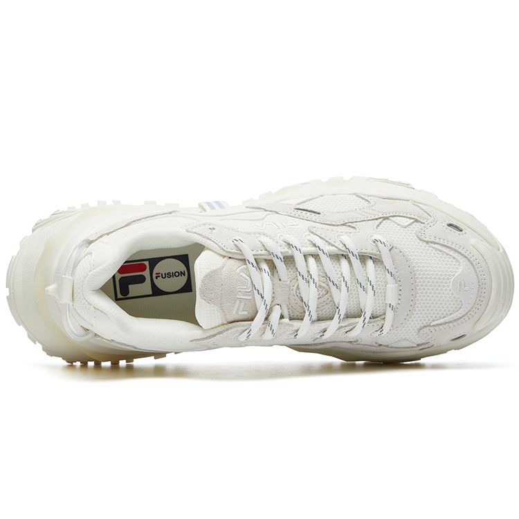 Fila Fusion Bianco Hartbonbon Netzstoff Synthetikleder Dicke Sohle Stoßdämpfung Erhöhte Höhe Niedriger Schaft Dad Sneaker Damen Sneaker T12W135211FMM