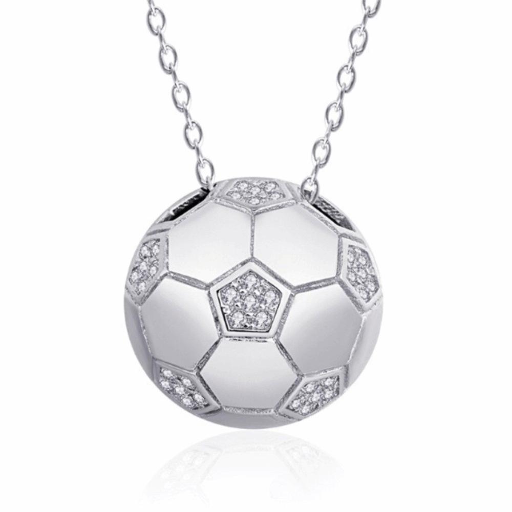 3D Football Necklace Rhinestone Soccer Necklace Creative Football Pendant Choker  Men