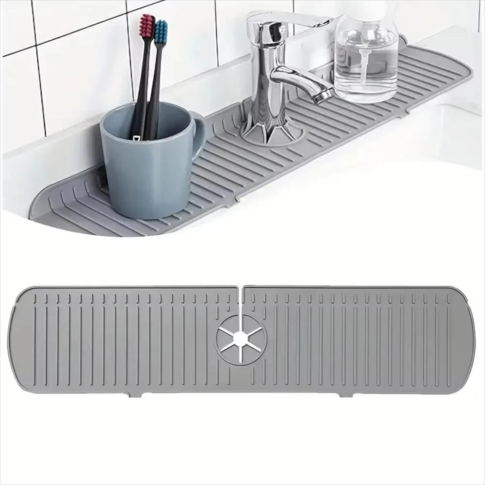 1-3pcs High Quality Silicone Tap Mat,Sink Splash Guard,Kitchen Tap Silicone Drain Mat, Silicone Tap Handle Drip Catcher Tray