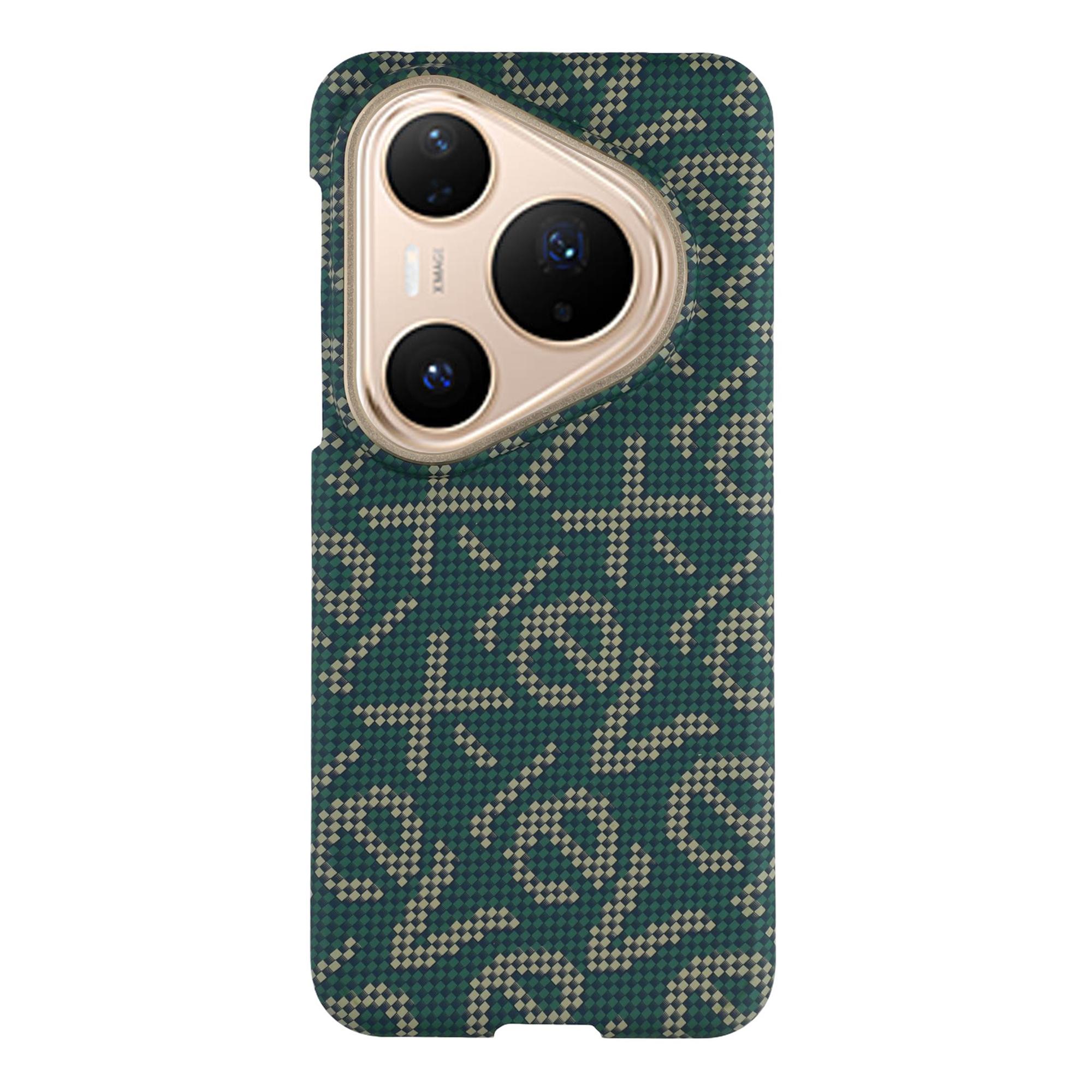 

X-LEVEL For Huawei Pura 80 Case Compatible with MagSafe PC+Metal Phone Back Cover Carbon Fiber Texure Green