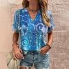 Summer Women Vintage T-shirt Fashion Graphic V-Neck Tops Tees Female Casual Short Sleeve Clothing Ladies Stylish Outfit